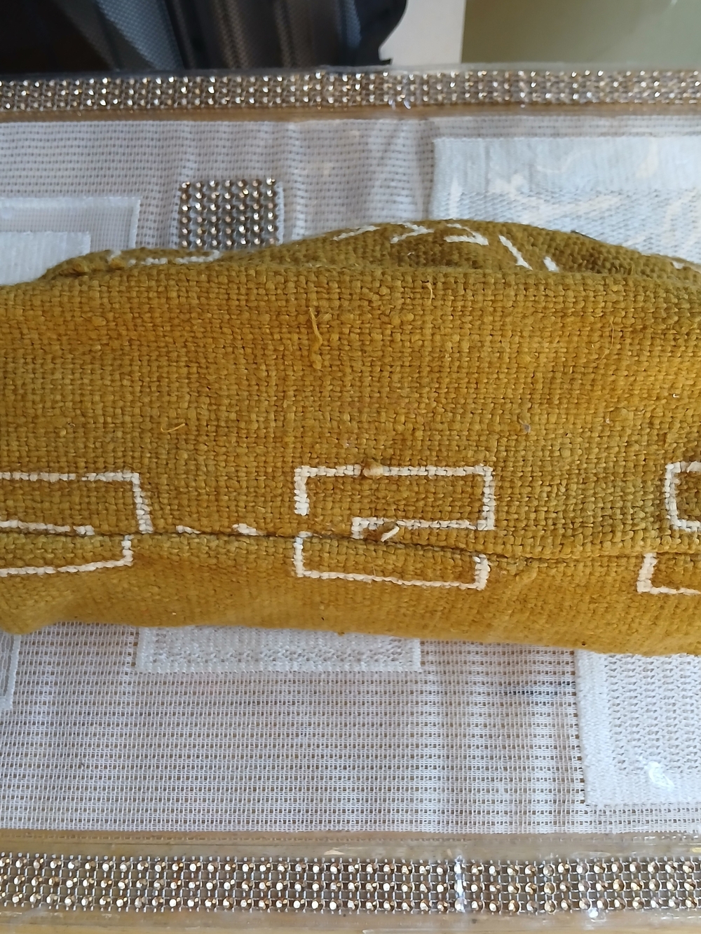 Jenna Bee Mustard Geometric Cosmetic Bag Hand Made - Picture 5 of 10